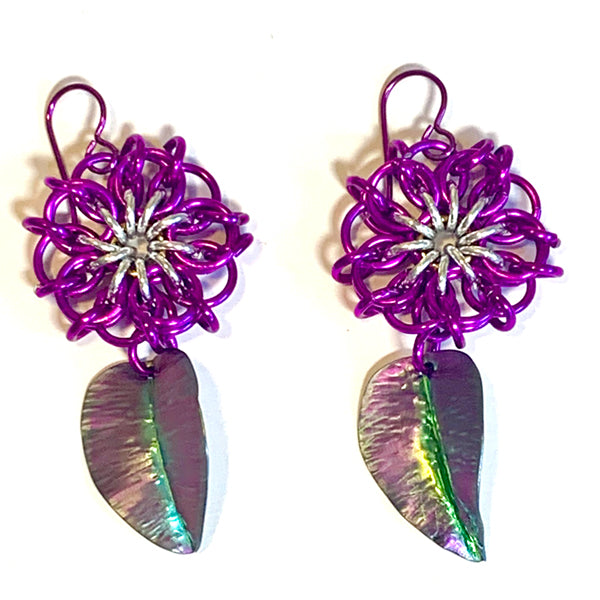 Magenta Celtic Flower Earrings
