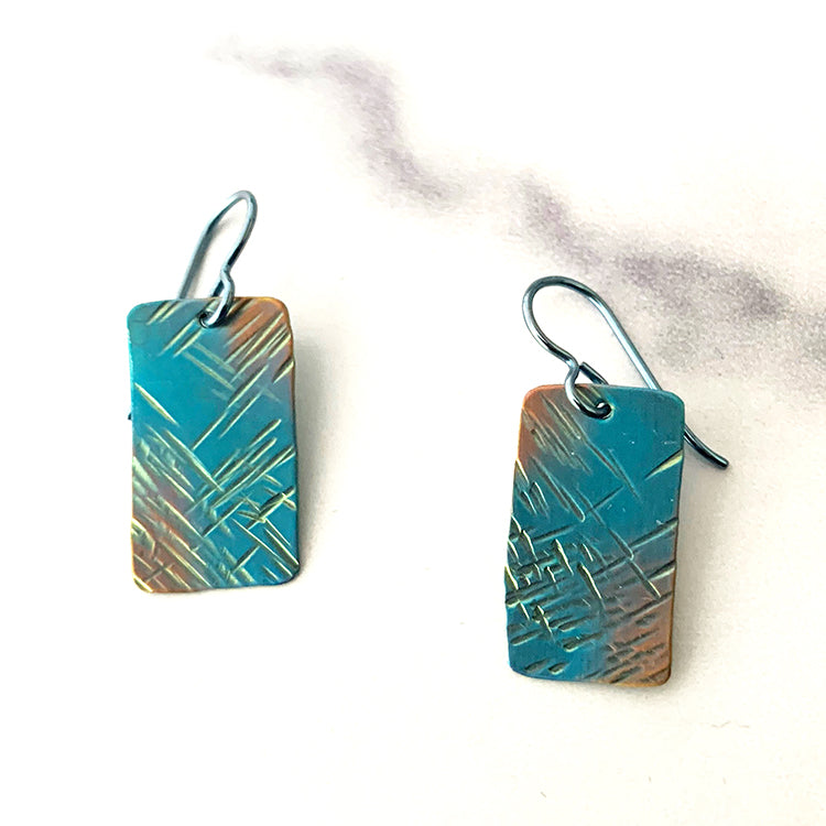 Niobium Turquoise Rectangle Earrings
