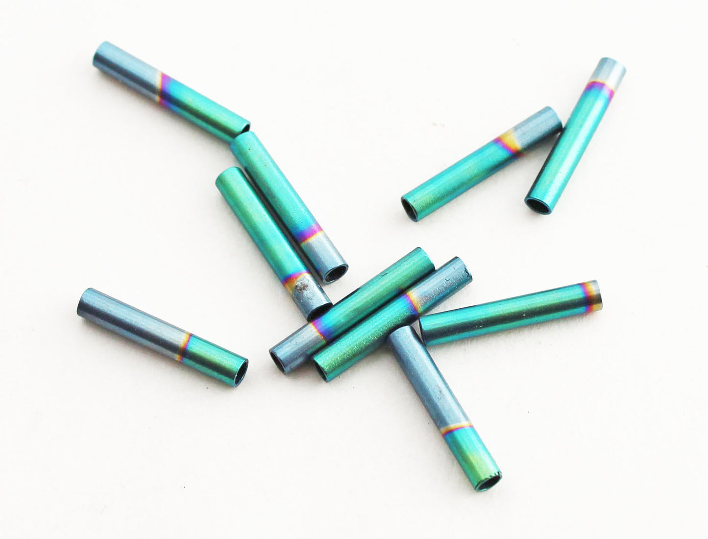 Light Blue-Apple Green Bugle Beads