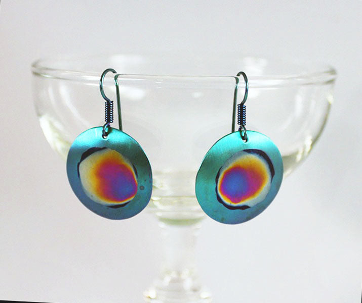 Nebula Circle Earrings in Teal