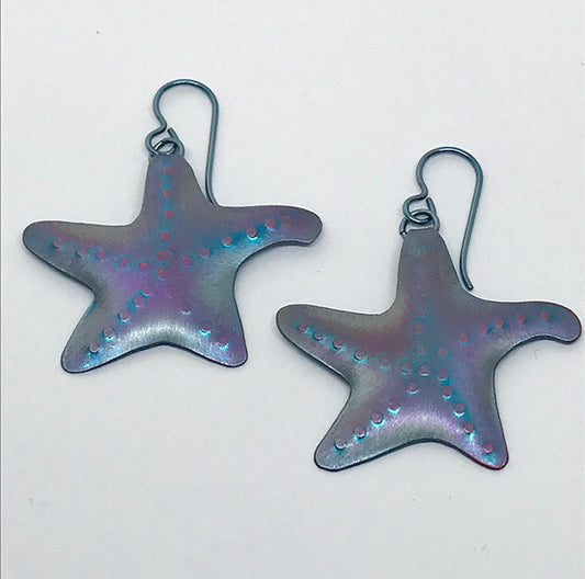 Niobium Starfish Earrings