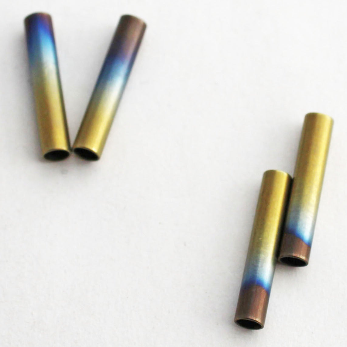 Brown Rainbow Rose Gold Tube Bead