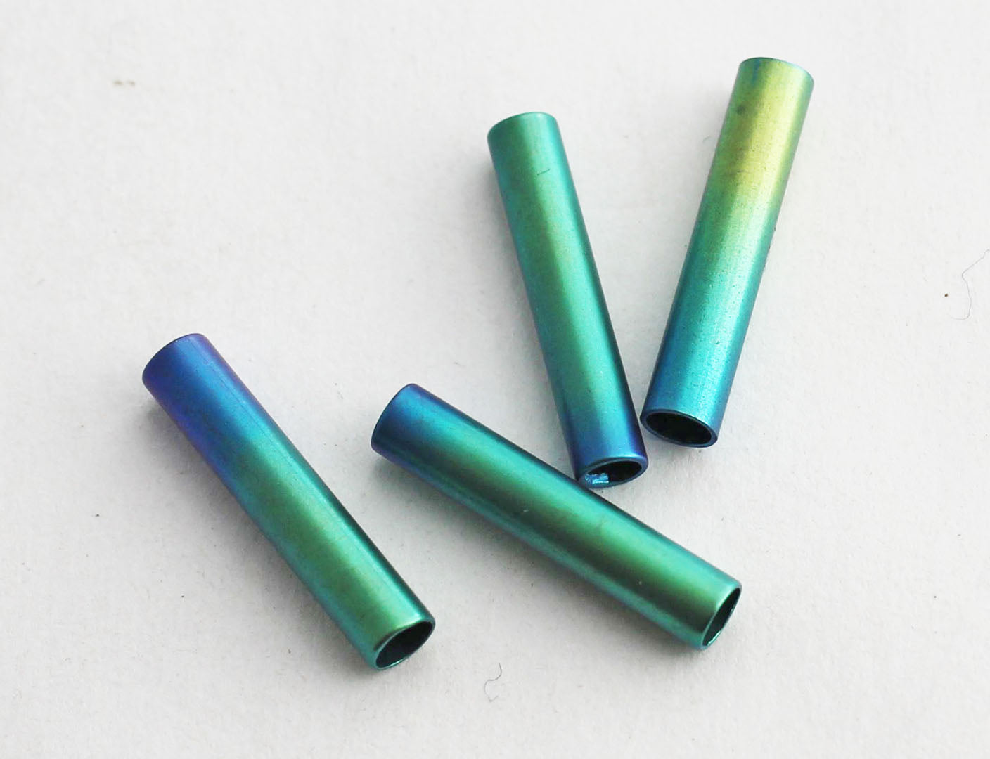 Peacock Rainbow Chartreuse Tube Bead