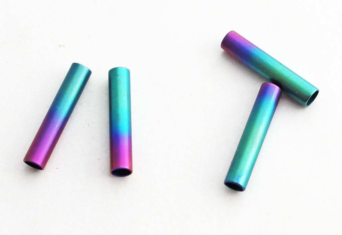 Red Violet - Teal Tube Bead