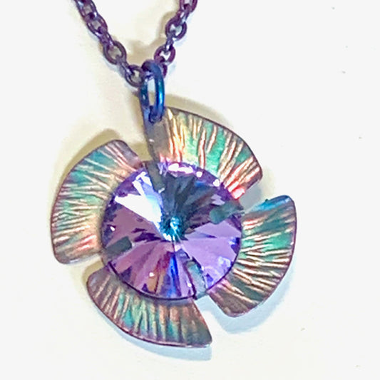 Blue Rivoli Flower Necklace