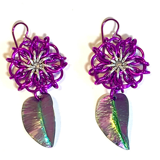 Magenta Celtic Flower Earrings