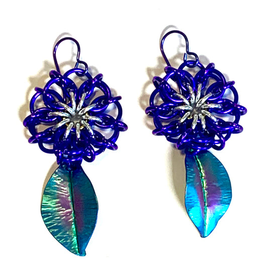 Purple Celtic Flower Earrings