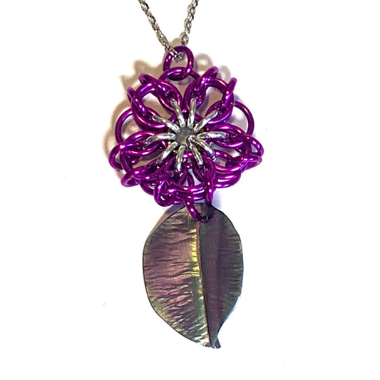Magenta Celtic Flower Pendant