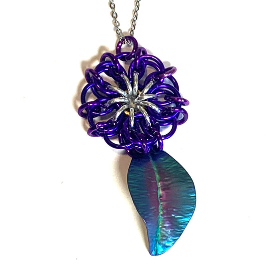 Purple Celtic Flower Pendant
