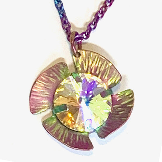 Fuchsia Rivoli Flower Pendant